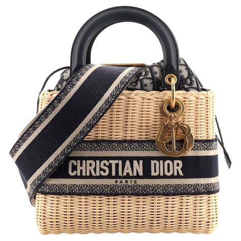 dior oblique signature canvas bag|lady Dior wicker bag.